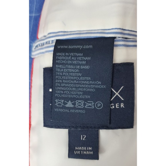 Tommy Hilfiger Blazer TH Flex Windowpane Mazarine Blue 12 Boy's Notch Collar - Picture 13 of 13